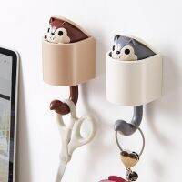 Cartoon Squirrel Hook Creative  Animals Hanger Cute Key Umbrella Towel Cap Coat Rack Wall Decoration Free Punching Wholesale Picture Hangers Hooks