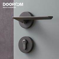 Dooroom ทองเหลืองล็อคประตูชุดที่ทันสมัยแสงหรูหราสีเทาภายในห้องนอนห้องน้ำคู่ไม้ประตูก้านชุดล็อคจับ