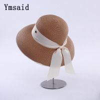 【CC】 French Hepburn Hat Bow Female Seaside Big Brim Protection Vacation Leisure Beach H