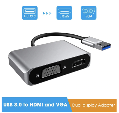 USB 3.0 TO HDMI VGA Adapter 4K HD 1080P จอแสดงผล 2in1 USB TO HDMI Converter audio Video สำหรับ คอมพิวเตอร์