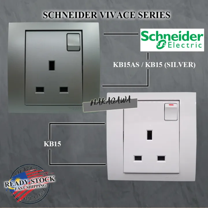 Schneider Vivace Kb15 - White   Kb15as - Silver Switched Socket 