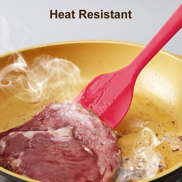 ไม้พายซิลิโคนทำอาหารสีชมพูแบบไม่ติดทนความร้อนเครื่องใช้ในครัวหนึ่งชิ้น