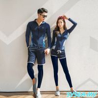 Couple Swimwear Women Men Long Sleeve Rashguard Korean Long Pants Swimsuit Surfing Beach Wear