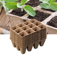 40 HOT1 Set Growing Tray 12 Grids Degradable Paper Brown Paper Pot with Labels for Garden