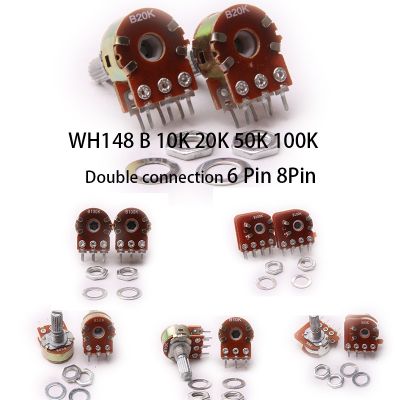 Glyduino WH148 B10K 20K 50K 100K Double Connection 6 8 pins Linear Potentiometer Pot Single Joint for Arduino