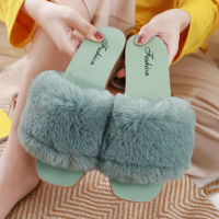 SHO023 2022 Autumn and Winter Korean Style New Fluffy Slippers Womens Fashion Fashion Outwear Versatile Student Non-Slip Warm Soft Bottom