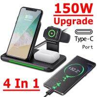 ZZOOI 150W Wireless Charger for iPhone 11 12 13 14 Pro Max Apple Watch iWatch 8 7 Airpods Pro Xiaomi 4 In 1 Fast Charging Dock Station