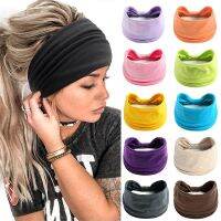 Solid Color Knot Wide Headband Headwrap Turban Yoga Running Bandana Bandage Women Female Soft Cotton Sports Elastic Hair Bands