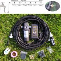 E18thH 18M Water Mist Spray Electric Diaphragm Pump Kit Misting System Automatic Water Pump Sprayer with ss Mist Nozzles for Garden