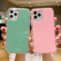 [Chaoke digital branch] สีลูกอมเคสกันกระแทกมือถือเคสโทรศัพท์สำหรับ iPhone 12 13 11 Pro Max XR X XS Max 7 8 Plus SE 2020 11Pro สีทึบอ่อน