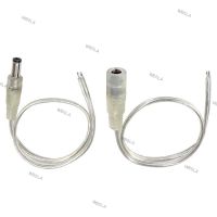 Transparent Female Male DC Power Adapter Pigtail Cable 5.5x2.1mm 12V Jack Connector Extension Cord For LED Strip Lights W6TH