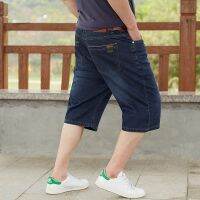 ✵ “ยีนส์คาปรี Celana Pendek Denim ยืดได้ใหญ่ไซซ์ใหญ่สำหรับขนาดใหญ่พิเศษชายขนาด40 42 44 46 48”