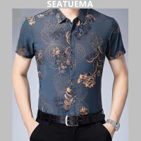 SEATUEMA เสื้อผู้ชายแขนยาว,เสื้อจีนบางและหลากหลายสไตล์ชนเผ่าธุรกิจหลวม