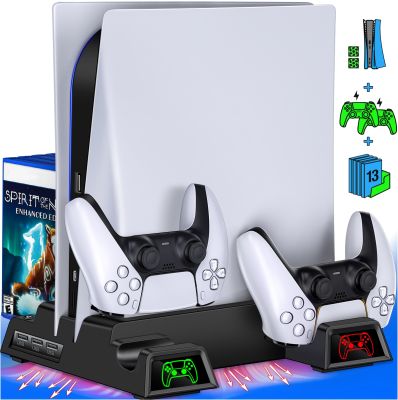For PS5 Cooling Vertical Stand 2 Controller Charger Cooler Fan 13 Game Storage for Playstation5 Digital EditionUltra HD Console