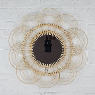 Woven Rattan Dressing Mirror Innovative Art Decor Round Makeup Mirrors Bathroom Bedroom Wall Hanging Mirror A07 21 Dropshipping