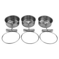 3-Piece Cup Stainless Steel Parrot Feeder Cup Animal Cage Water Food Bowl S