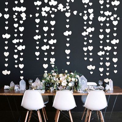 ▪✒✙ Paper White Heart Garlands Love Heart Banner Streamer for Wedding Bridal Shower Bachelorette Birthday Party Decorations Supplies