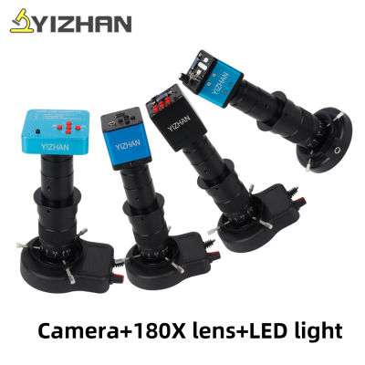 กล้องกล้องจุลทรรศน์ + 180X C-Mount เลนส์13MP 38MP 48MP HDMI VGA Full HD 1080P 60F/S อุตสาหกรรมกล้องจุลทรรศน์วิดีโอดิจิตอลกล้องแหวนไฟ LED YIZHAN