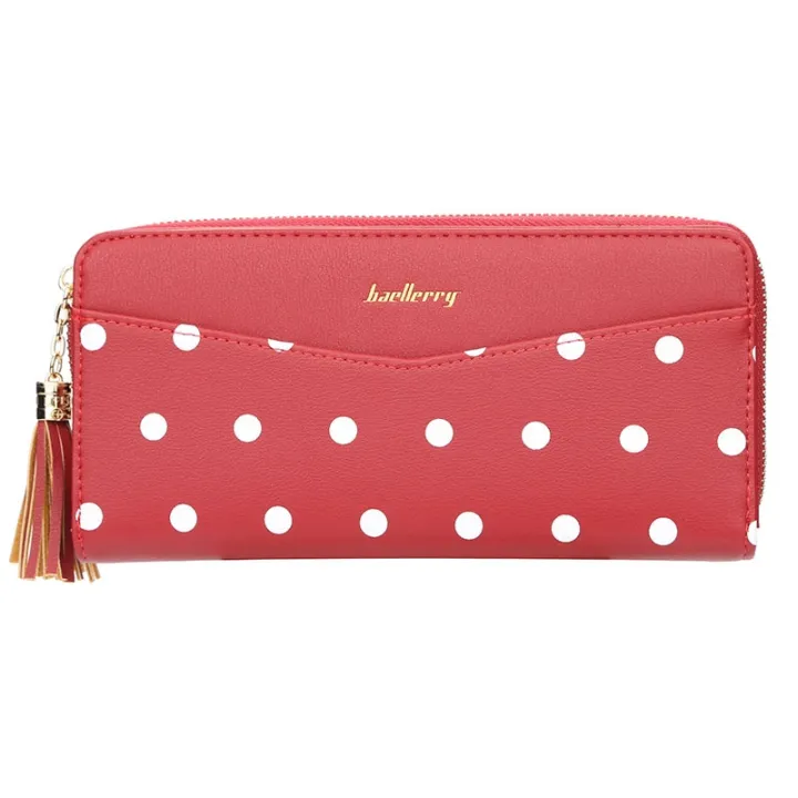 cod-baellerry-womens-version-cute-dot-long-clutch-bag-multifunctional-zipper-tassel-mobile-phone