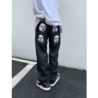 European And American High Street Hip-Hop Loose All Kinds Of Printing Straight Wide Leg Jeans Y2K Retro Harajuku Jeans Unisex