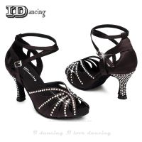 hot【DT】 Shoes Latin Ballroom Dancing Tango Heel 8.5cm Rhinestone JuseDanc