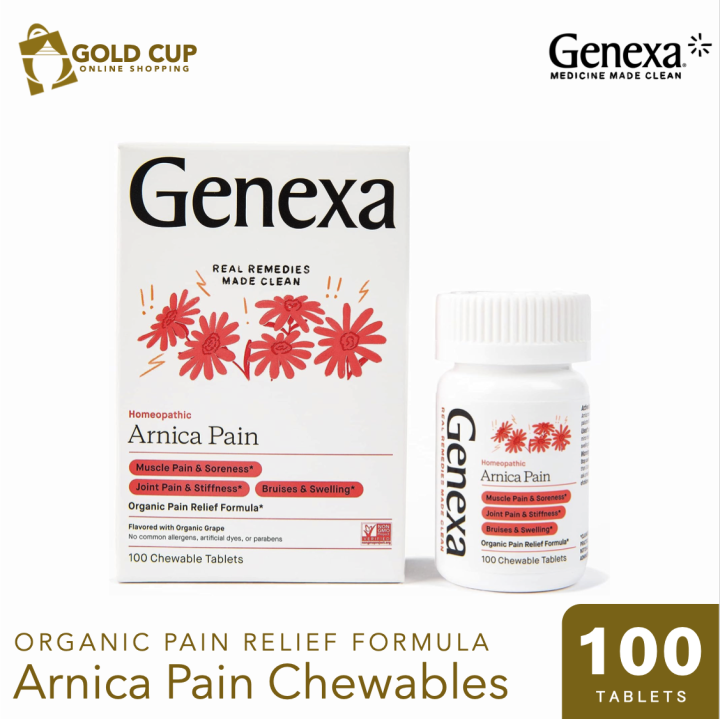 Genexa Arnica Pain Organic Pain Relief Formula 100 Chewable Tablets