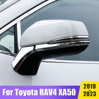 รถมองหลังปีกด้านข้างกระจกฝาครอบตัดภายนอกปั้นแถบสำหรับโตโยต้า RAV4 RAV 4 XA50 2019-2021 2022 2023อุปกรณ์เสริม