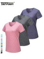 TACVASEN 3 Pieces Summer V Neck T-shirts Womens Casual Short Sleeve Shirts Packs 3 Lots Quick Dry Running Workout Gym Pulover