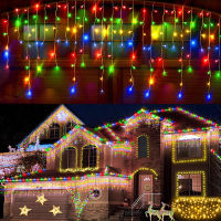 Garland Christmas Decorations For House 2021 Outdoor Waterproof Fairy Light Festoon Icicle Curtain Light 4M Droop 0.40.50.6M