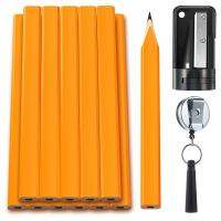 【CW】 12 Pcs 7 Inches HB Flat Octagonal Marking Pencils With Sharpener Retractable Holder