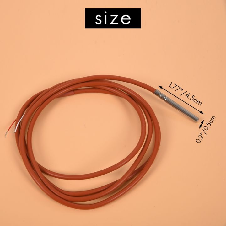 2-wire-pt1000-temperature-sensor-thermistor-silicone-gel-coated-1-5meters-probe-45mm-x-5mm-50-180-centigrade-rtds