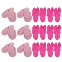 12 Pairs Salon Beauty SPA Disposable Slippers Hotel Guest Slippers EVA Pedicure Slippers Anti-Slip Flip-Flops (Random Style)