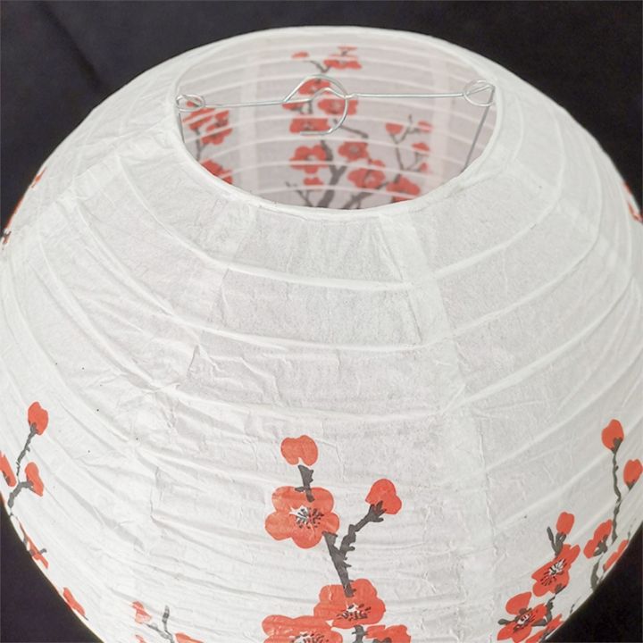 1ชิ้นสีแดงเชอร์รี่ดอกไม้โคมไฟกระดาษสีขาวจีนรอบญี่ปุ่นโคมไฟกระดาษสำหรับบ้านงานแต่งงานตกแต่ง