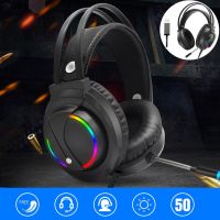 〖Undine earphone〗ชุดหูฟังสำหรับเล่นเกม USB Luminous Over Head Gamer หูฟังพร้อมไมโครโฟนหูฟังแบบมีสายสำหรับแท็บเล็ตพีซีเกมคอมพิวเตอร์ในสต็อก