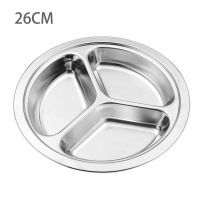 Stainless Steel 3 Sections Round Divided Dish Dia 222426cm Snack Dinner Plate Divided Dish Snack Dinner Plate Kitchen Tools