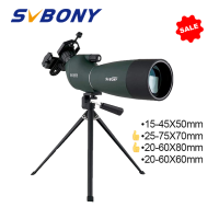 SVBONY SV28 Spotting Scopes with Tripod 14-45×50/25-75x70/20-60×80/20-60x60 Angled/Straight with Phone Adapter Waterproof Compact for Birding moon watching Wildlife Viewing