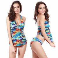 [COD] Split Swimsuit 2023 New Conservative Printing Large Size with Chest Ladies