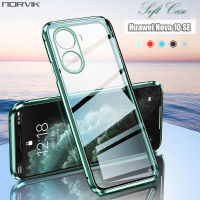 เคสนิ่มใสสำหรับ Huawei Nova 10 SE กันกระแทกเคสมือถือโปร่งแสงซิลิโคนขอบตรงขอบเลนส์ตัวป้องกันปลอกหุ้มกรอบด้านหลังสุดหรู N2