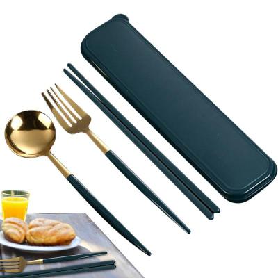 Travel Cutlery Set Convenient For Being Carried Portable And Reusable Camping Travel Dinnerware With Case Sturdy Handle Design Flatware Sets