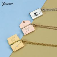 Heart Envelope Necklace Stainless Steel Envelope Pendant Clavicle Chain Pendant Jewelry Couple Ornaments