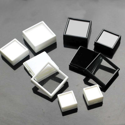 กล่องเก็บอัญมณีอะคริลิค3X3ซม.,กล่องใส่เครื่องประดับกล่องสี่เหลี่ยมขนาดเล็กกล่องใส่เครื่องประดับสีขาวดำ