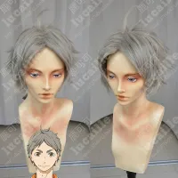 Haikyuu!! วอลเลย์บอล Koushi Sugawara สั้นสีเบจสีเทาทนความร้อนผมเครื่องแต่งกายคอสเพลย์วิกผมหมวก