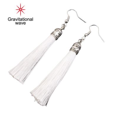 Gravitational Wave 1คู่ Bohemian Hook ต่างหูศิลปะผ้าฝ้าย Fringe Design Dangle ต่างหู Ear Accessories