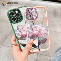 JieHui สำหรับ iPhone 14 13 12 11 Pro Max PLUS แฟลชเพชร ZY98ผง Epiphyllum แฟชั่นเคสโทรศัพท์