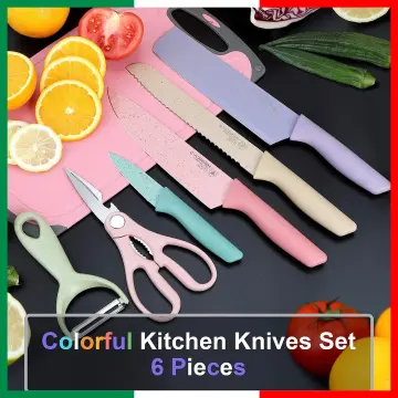 6pcs Kitchen Knives Set Non-Stick Stainless Steel Chef Knife Cleaver Cooking  Kit