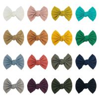 30pcs/lot 4 Inch Soft Cotton Hand Tied Bow Knots Baby Girs Hair Bow Barrettes Toddler Baby Hair Accessories