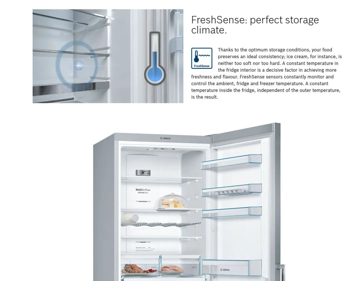 Bosch Series 559L Refrigerator Vario Inverter Bottom Freezer Stainless