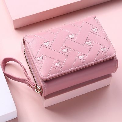 Cute Leather Small Wallet Women Luxury Brands Mini Purse Luxury New Heart Short Pink Wallets for Teen Girls Kids Christmas Gift