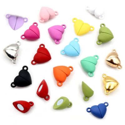5 Sets Love Heart Round Shaped Magnetic Connected Clasps Beads Charms End Caps for DIY Couple Bracelet Necklace Making