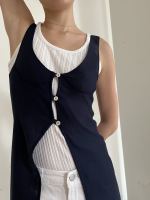 kid___ney - LIEGE sleeveless cardigan สีใหม่สี NAVY พร้อมส่งค่า จำนวนจำกัดน้าา